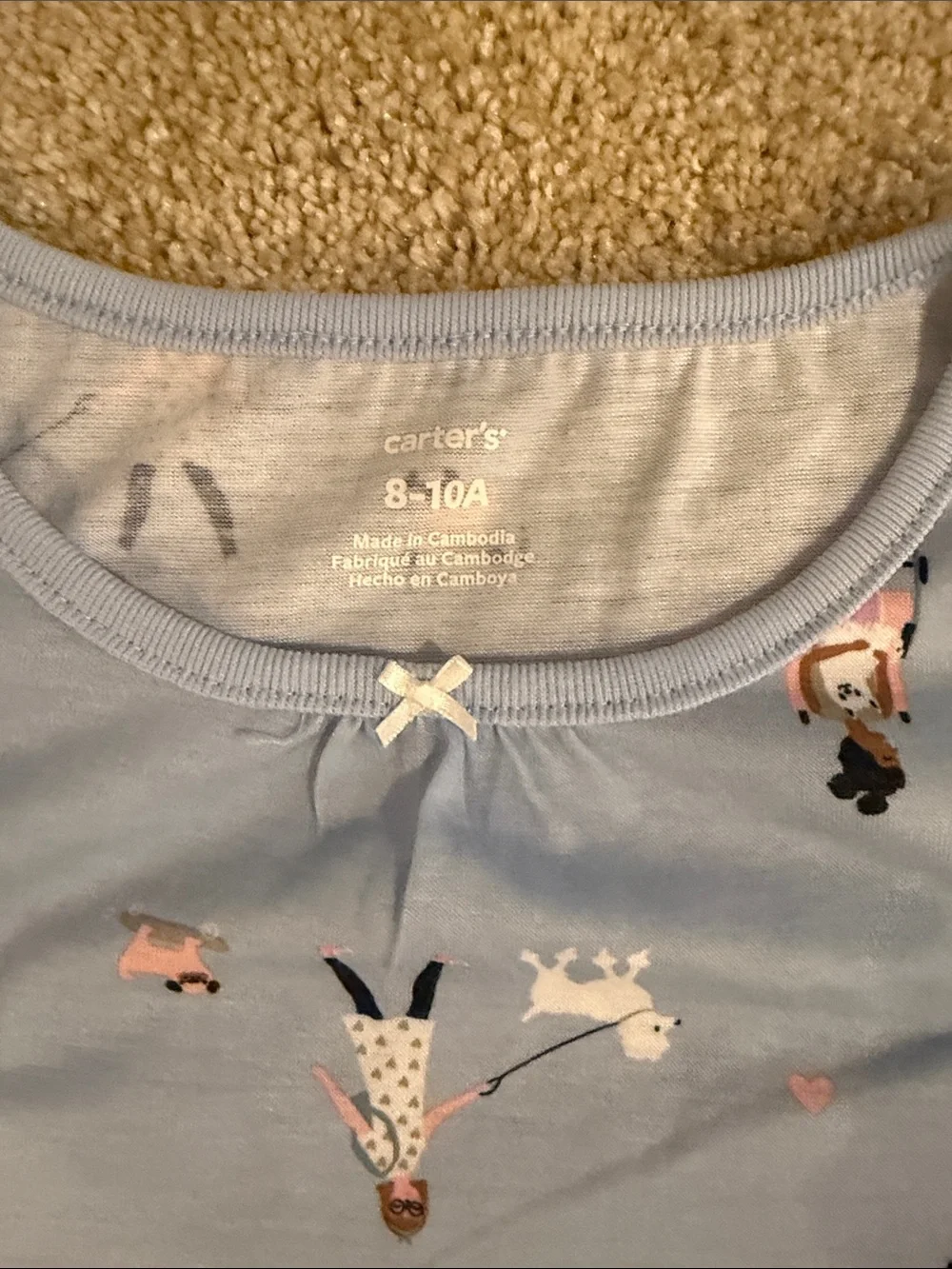 Carter's Pink Unicorn & Blue Playtime Short Sleeve Nightgowns. Size 8-10A.